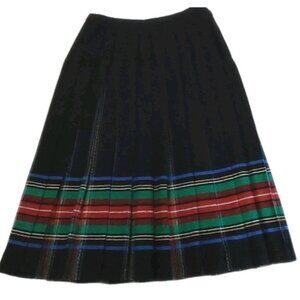 Vintage Pendleton Skirt Women  Black Tartan Pleated A Line Virgin Wool Size 14
